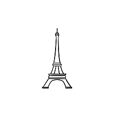 Image showing Eiffel Tower hand drawn outline doodle icon.