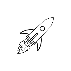 Image showing Rocket hand drawn outline doodle icon.