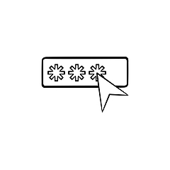 Image showing Password with cursor hand drawn outline doodle icon.