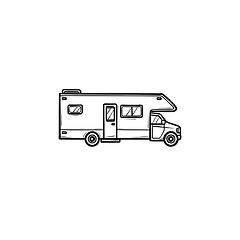 Image showing Recreational vehicle hand drawn outline doodle icon.