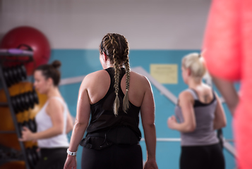 Image showing sporty women doing aerobics exercises