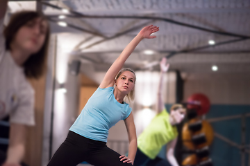 Image showing sporty women doing aerobics exercises