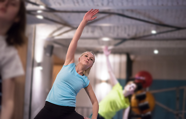 Image showing sporty women doing aerobics exercises