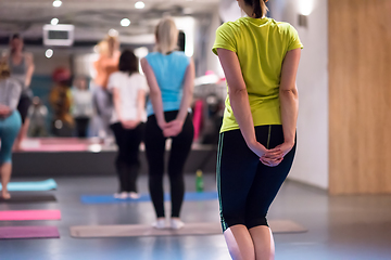 Image showing sporty women doing aerobics exercises