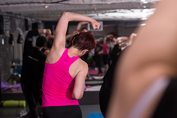 Image showing sporty women doing aerobics exercises