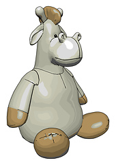 Image showing Stuffed toy hippo vector illustration on white background