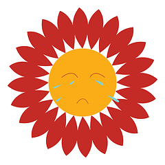 Image showing A crying red flower vector or color illustration