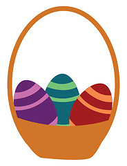 Image showing Basket of easter eggs vector or color illustration