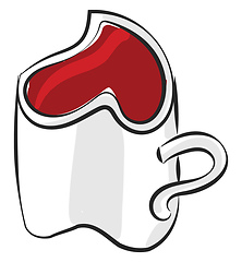 Image showing Cartoon white-colored heart-shaped coffee cup vector or color il