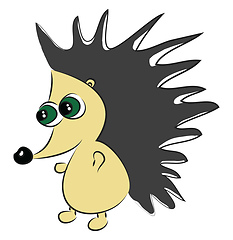 Image showing The walking green eyed hedgehog vector or color illustration