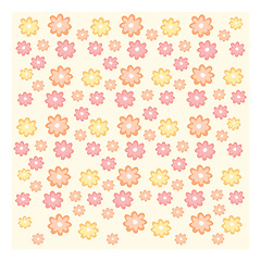 Image showing Texture of yellow orange and pink flowers on pale background and