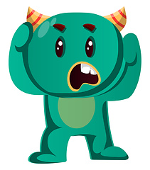 Image showing Green monster is confused vector illustration