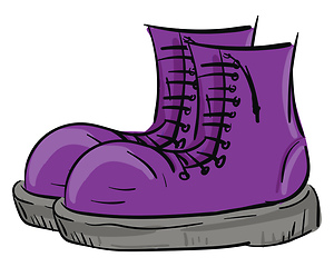 Image showing A pair of purple rain boots with lace looks beautiful vector or 