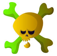 Image showing Cartoon yellow skull vector illustartion on white background