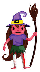Image showing Cute cartoon witch vector illustration on white background.