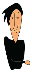 Image showing Angry cartoon man in black vector illustration on white backgrou