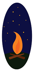 Image showing Clipart of an open-air fire in a camp used for cooking serves as