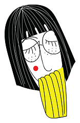 Image showing Girl with black short hair and glasses vector illustration on wh