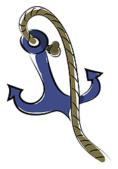 Image showing A blue anchor with rope ready to be connected to the water bed v