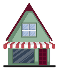 Image showing Cartoon green building with red roof vector illustartion on whit