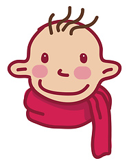 Image showing Baby boy with pink scarf vector or color illustration