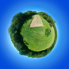 Image showing 360 degrees spherical panorama rural meadow south Germany