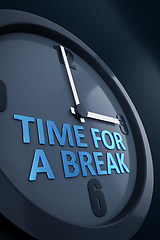 Image showing clock with text time for a break