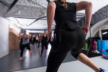 Image showing sporty women doing aerobics exercises