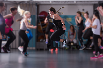 Image showing sporty women doing aerobics exercises