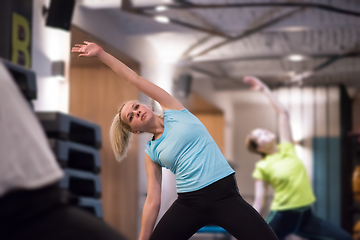 Image showing sporty women doing aerobics exercises