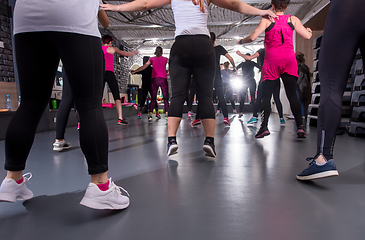 Image showing sporty women doing aerobics exercises