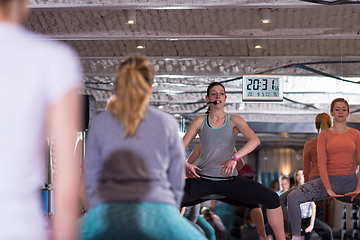 Image showing sporty women doing aerobics exercises