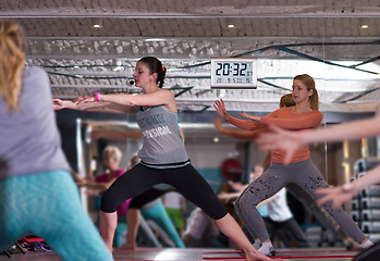 Image showing sporty women doing aerobics exercises