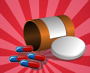 Image showing Illustration of open pillbox with pills