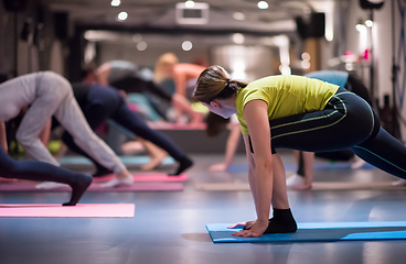 Image showing sporty women doing aerobics exercises