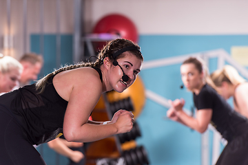 Image showing sporty women doing aerobics exercises