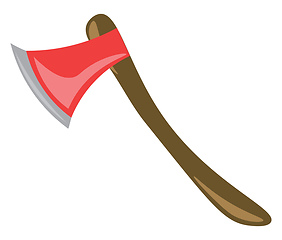 Image showing Axe with wooden arm and steel blade vector or color illustration