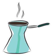 Image showing A blue coffee maker vector or color illustration