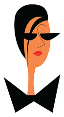 Image showing A woman in fashionable black dress and sunglasses vector color d