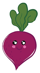 Image showing Vector illustration of a cute smiling purple beet with green lea