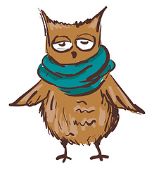Image showing A blue owl vector or color illustration