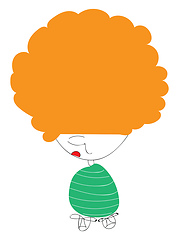 Image showing An orange-haired cute little cartoon kid vector or color illustr