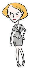 Image showing Angry businesswoman in grey suit vector illustration on white ba