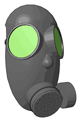 Image showing Grey gas mask with green detailes vector illustration on white b