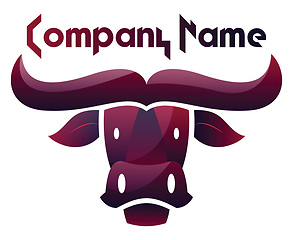 Image showing Deep purple bull head vector logo design on white background