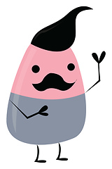 Image showing A rose and grey-colored cartoon monster with a big mustache vect