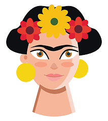 Image showing Self portrait of the Mexican artist Frida Kahlo vector color dra