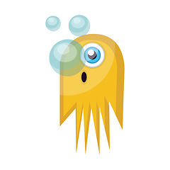 Image showing Yellow monster releasing air bubblesvector emoji illustration on