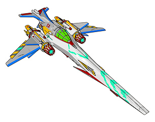 Image showing Colorful fantasy battle cruiser vector illustration on white bac