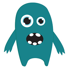 Image showing Turquoise monster with mouth wide open showing teeth vector illu